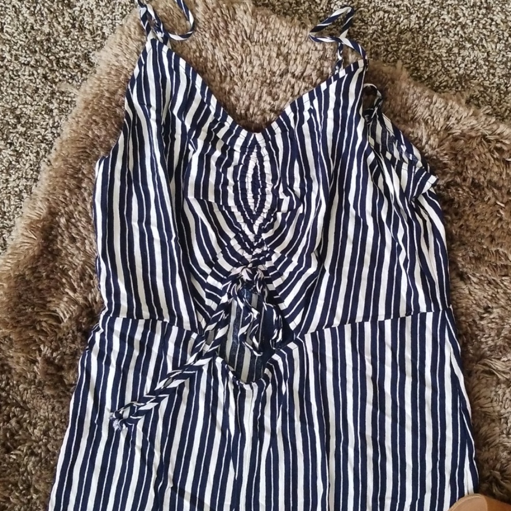 Navy Stripped Jumpsuit size M - Picture 2 of 7